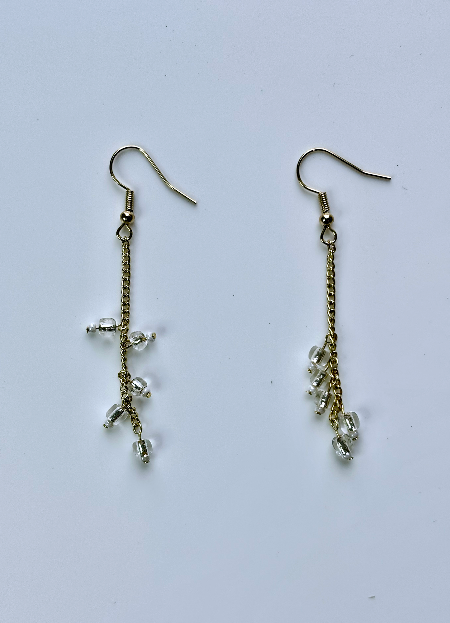 Recycled Crystal Bead Dangle Earrings – Sustainable Sparkle with a Golden Touch