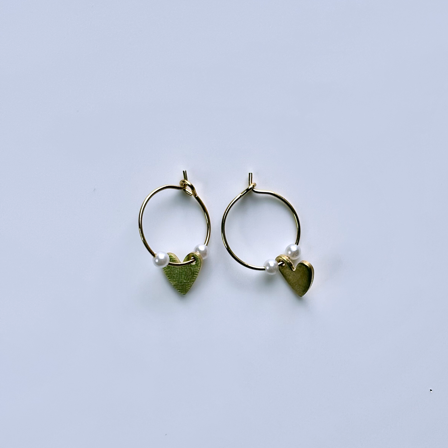 Heart & Pearl Hoop Earrings – Romantic Handmade Jewelry