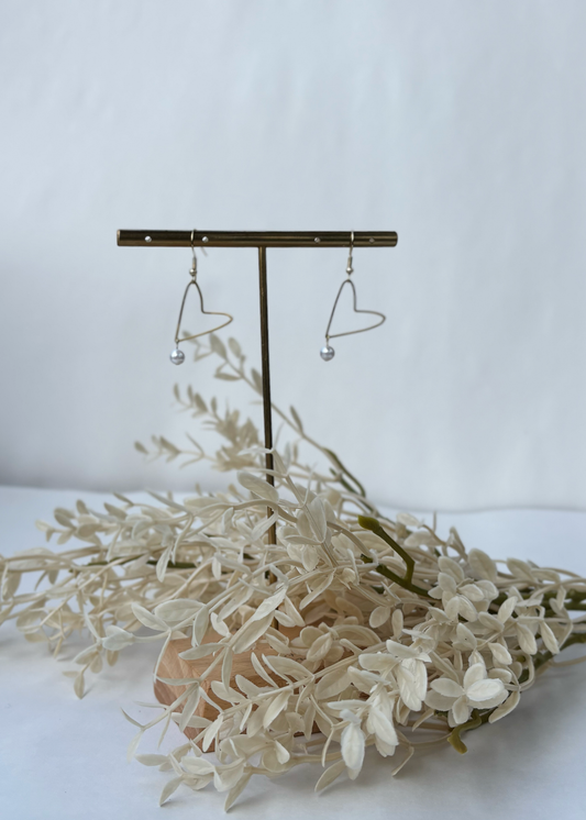 Heart & Pearl Drop Earrings – Sweetly Symbolic Handmade Jewelry