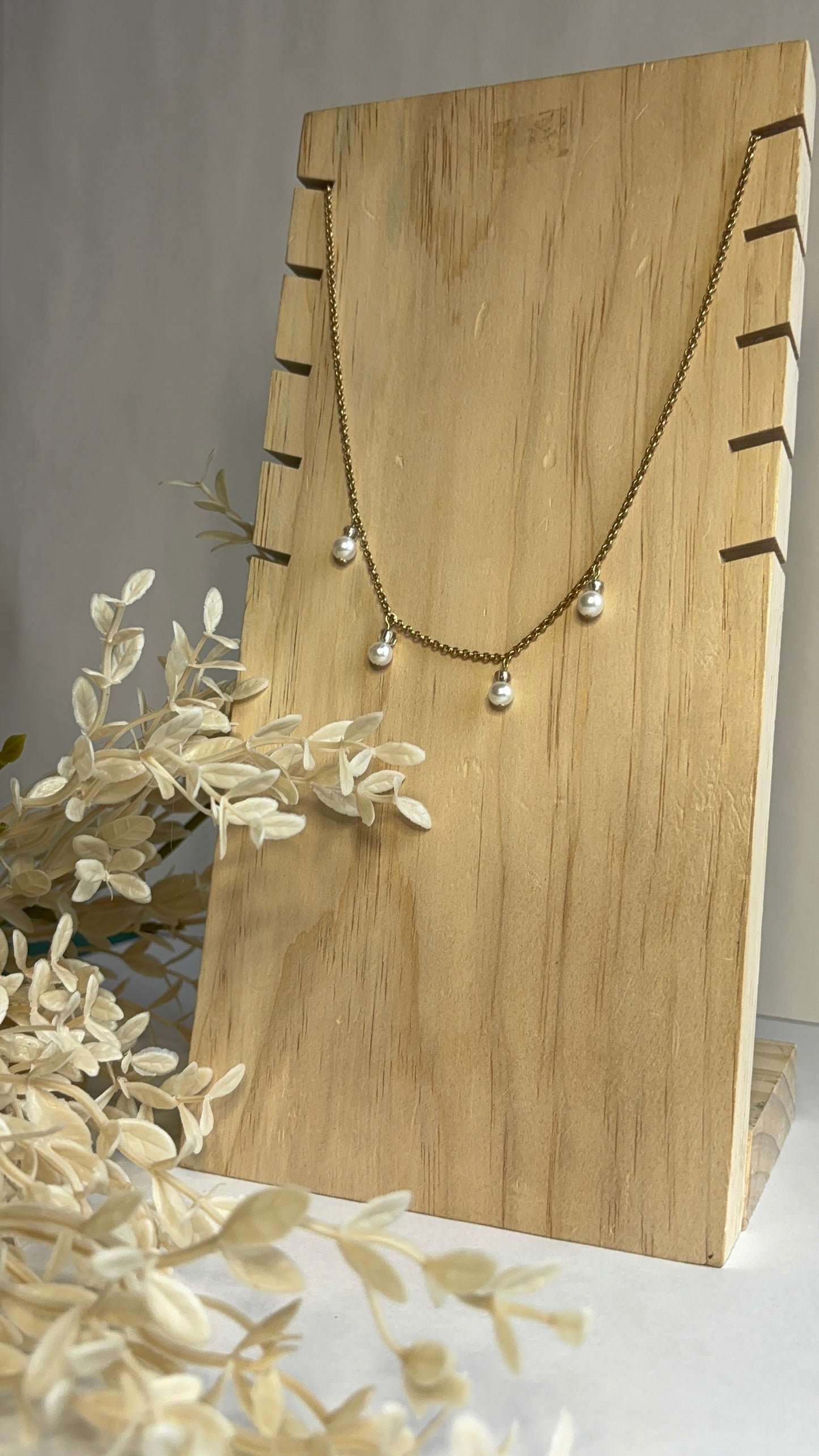 Handmade Recycled Seed Bead & Pearl Bobble Choker Necklace on Gold-Filled Rolo Chain