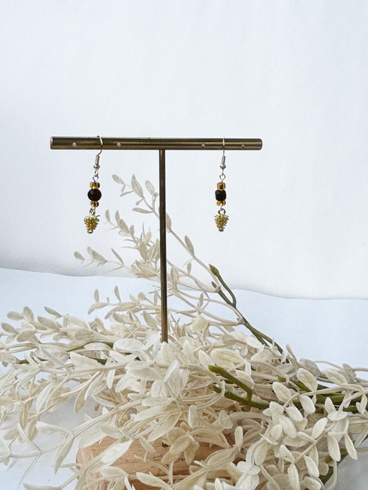Golden Pinecone Charm Earrings – Earthy Summer Drops