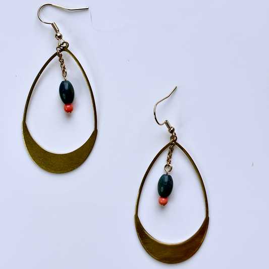 Teardrop Blue and Coral Bead Earrings – Warm Weather Dangles