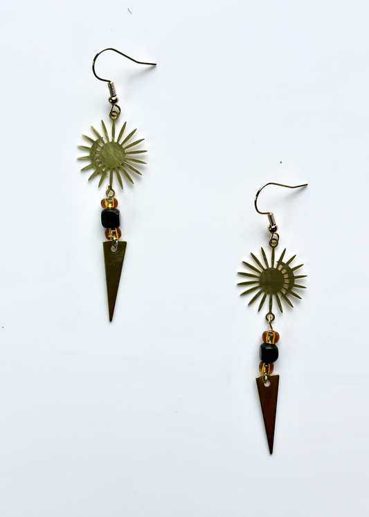 Sunburst & Triangle Bead Dangle Earrings – Summer Statement Jewelry