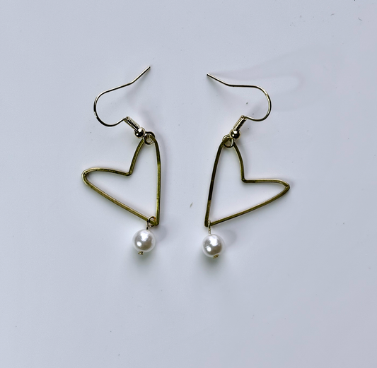 Heart & Pearl Drop Earrings – Sweetly Symbolic Handmade Jewelry