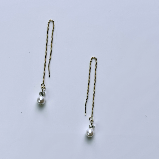 Threader Pearl & Crystal Earrings – Delicate Minimalist Jewelry