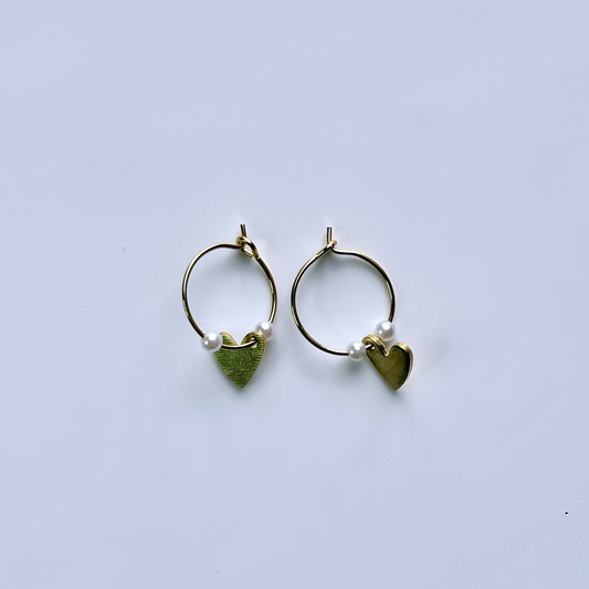 Heart & Pearl Hoop Earrings – Romantic Handmade Jewelry